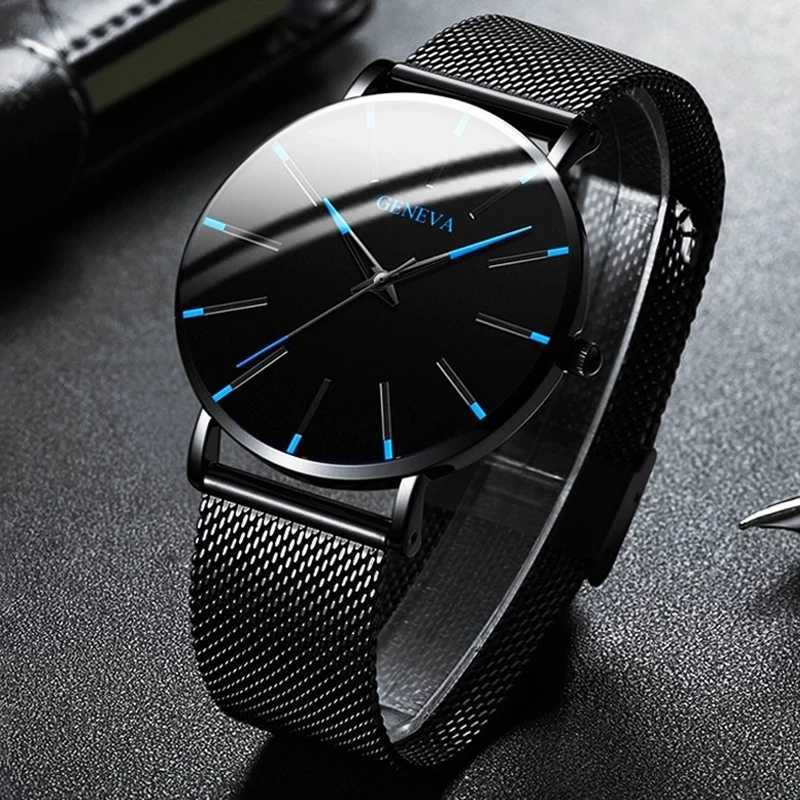 Minimalt Mens Fashion Ultra Thin ES Simple Mens Busin Stainless Steel Mesh Strap Quartz Wristband Relogio Masculino W250104