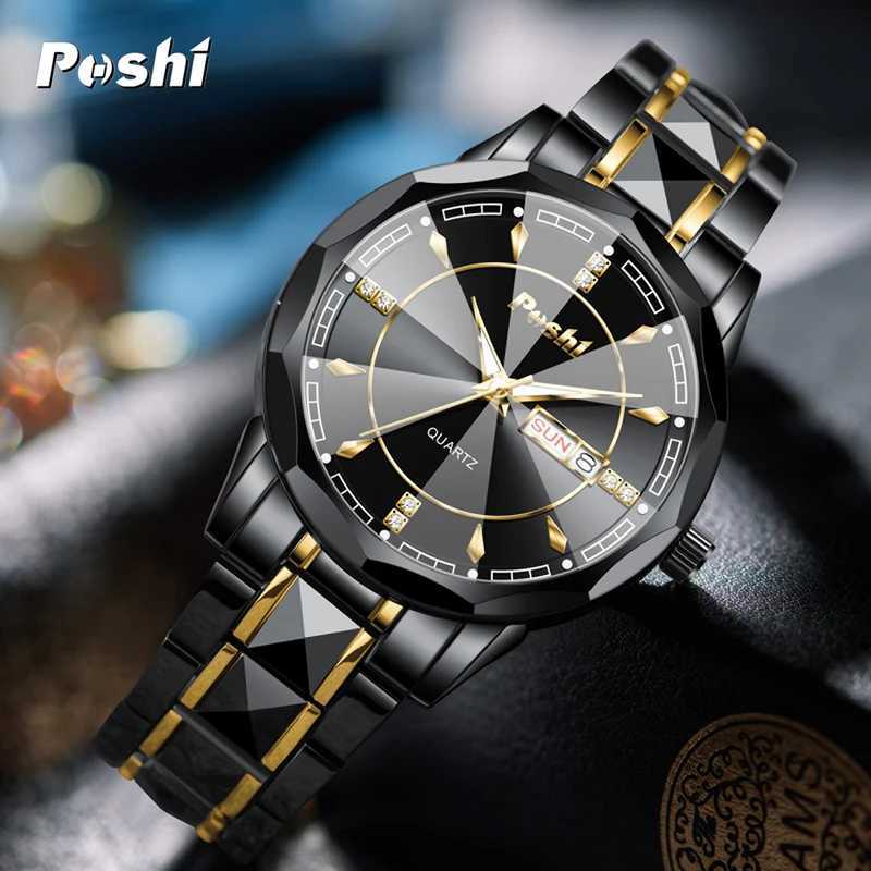 POSHI 983 Mens Wrist Busin Quartz Original Brand Date Week Luxury es Life Waterproof W250104