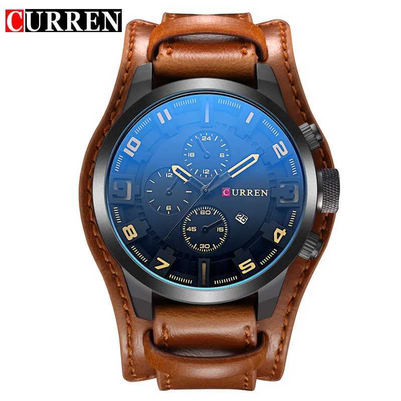 New CURREN Luxury Brand Mens Leather Str Fashion Quartz - Leisure Sports Watch Date Table Relojes 8225 W250104