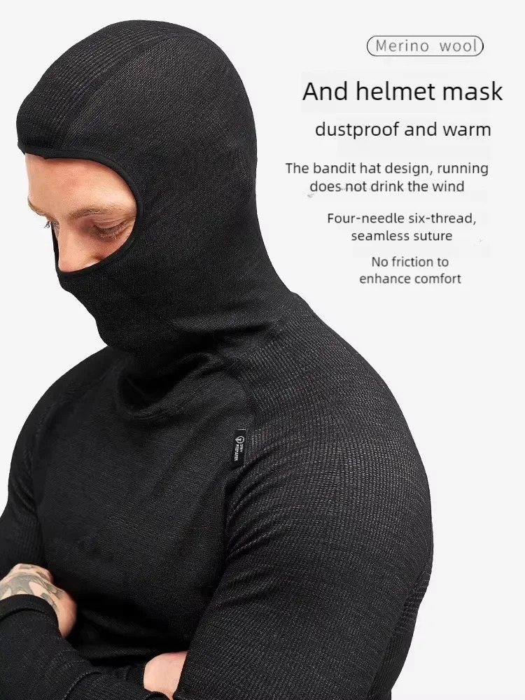 Outdoor mens and womens ski base set Merino wool thermal underwear multifunctional compression clothes running training cloth 250102