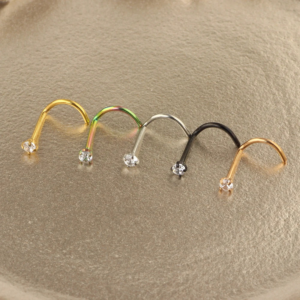 20G Nose Stud Set Nose Studs Cartilage Tragus Piercing Rose Ball Labret Jewelry Diamond CZ Nose Stud Rings Screw Cubic Zirconia 250103