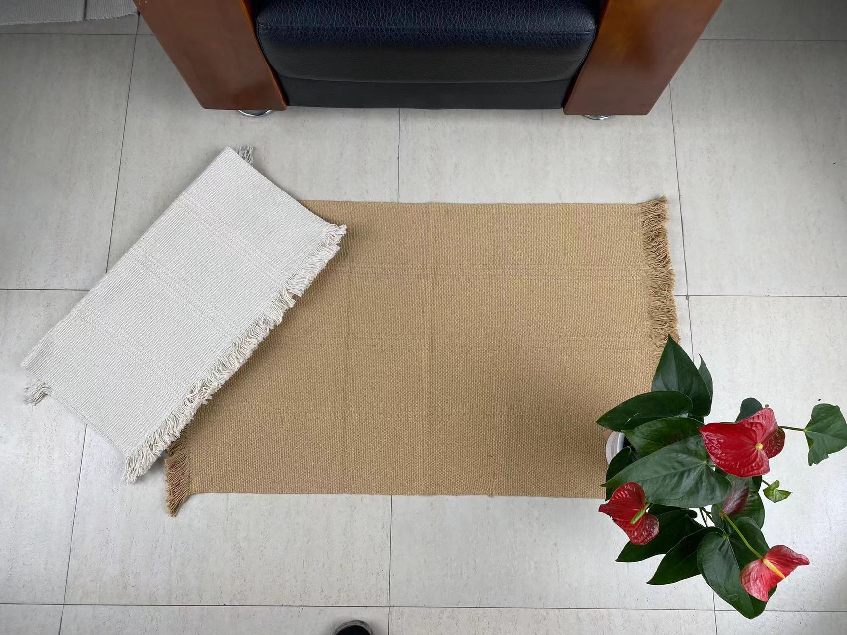 Versatile Solid Workmanship Cotton Carpet Sturdy and Colorful Design