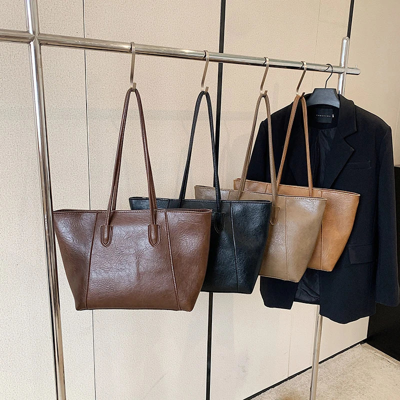 PU Soild Large Capacity Shoulder Bags Casual Classic Tote Bags for Women High Quality Versatile Totalizador 250102
