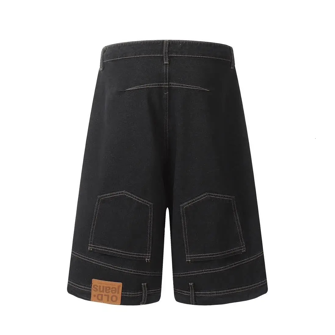 American style retro waistband inverted men denim shorts ins Gothic loose casual straight leg pants sweatpants 241224