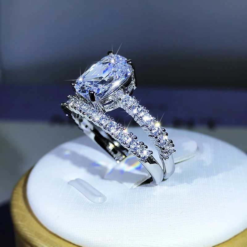 Vintage Wedding Band Engagement Ring Set Cubic Zirconia Sumulated Diamond Princ 925 Sterling Silver Ring For Comple Jewelry GXJ250104