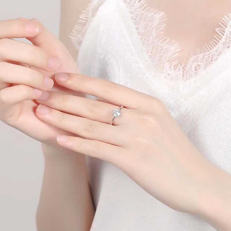 925 Sterling Silver Ring Hot AAA Zircon adjustable Size Engagement Rings For Women Wedding Ring Party Fashion N Jewelry GiftXJ250104