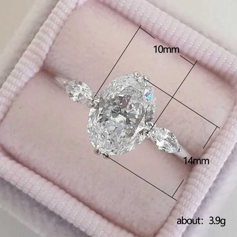 925 Sterling Silver Oval Cubic Zirconia Crystal Rings for Women Stylish Female Accories Party Finger Ring Luxury JewelryXJ250514