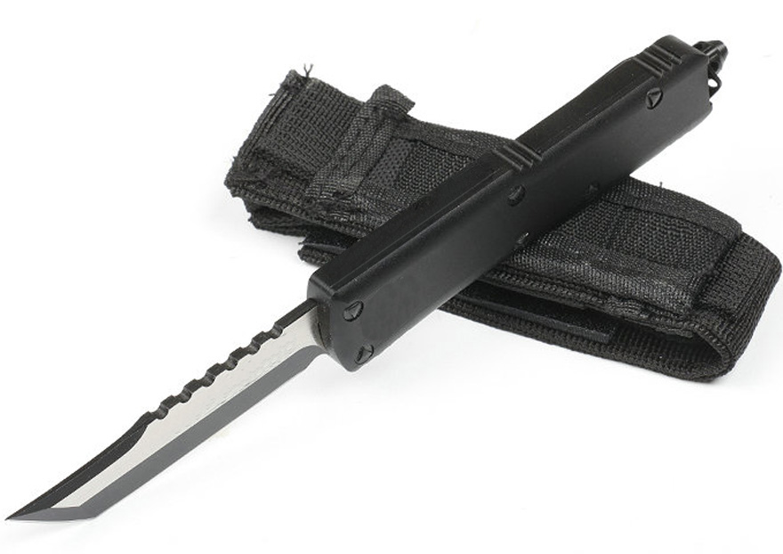 High End Tactical Knife D2 Black Oxide&Wire Drawing (Two-tone) Blade CNC Aviation Aluminum Handle EDC Pocket Knives With Nylon Bag