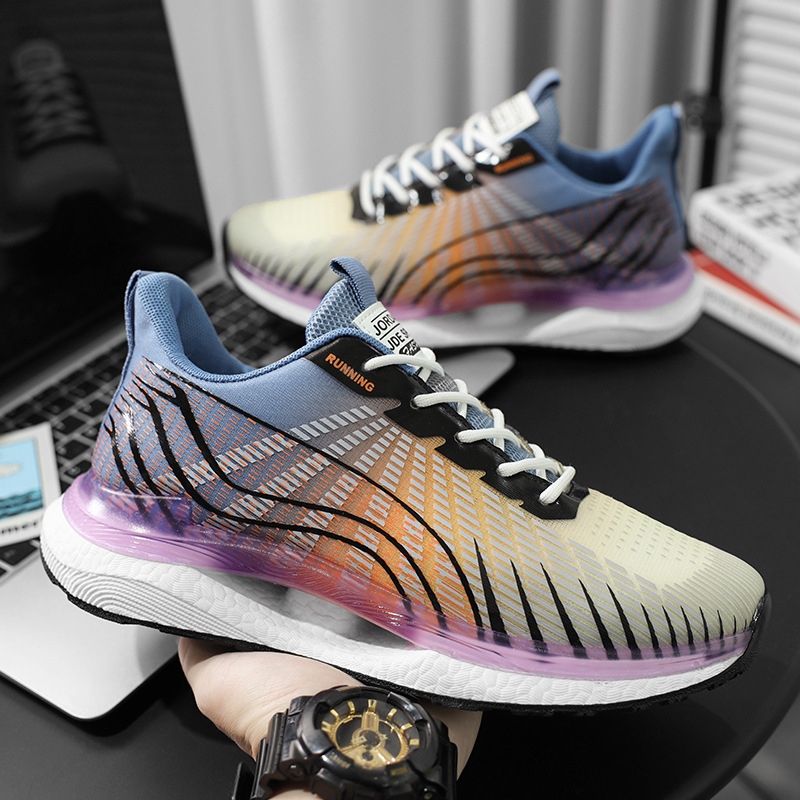 Men Sports Shoes Thick Sole Colorful Running Training Casual Style Versatile Breathable Triple Blue Purple Brown Free shipping