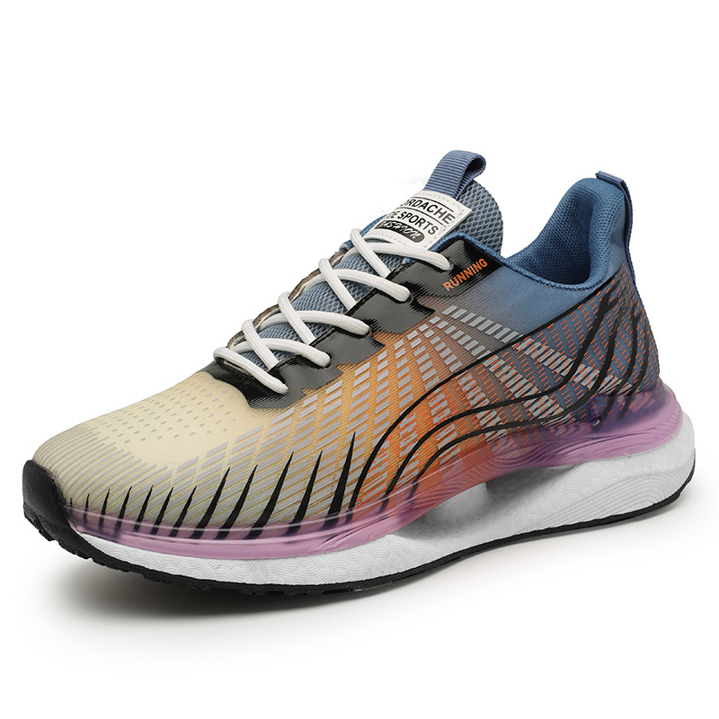 Men Sports Shoes Thick Sole Colorful Running Training Casual Style Versatile Breathable Triple Blue Purple Brown Free shipping