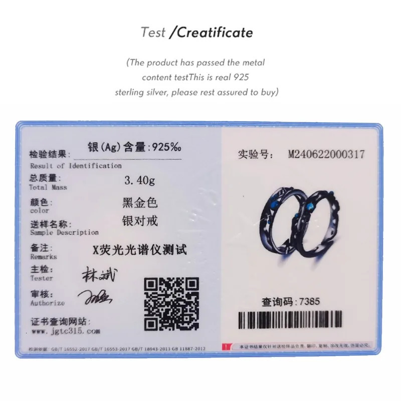 Monkton 100% 925 Sterling Silver Couple Rings Blue Cubic Zirconia Wedding Bands Boho Black Retro Rings for Women Lovers Gift 250103