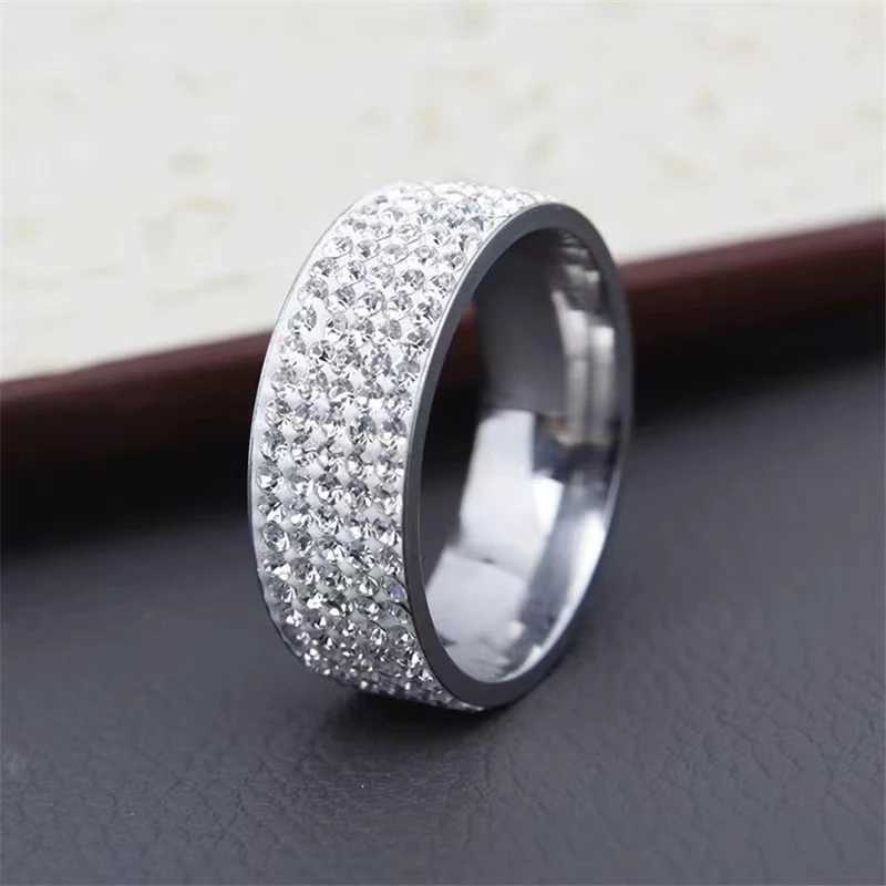 Hot Sale Vintage Retro Style Steel Ring for Women 5 Row Clear Crystal Jewelry Fashion Stainl Steel Engagement Wedding RingsXJ250104