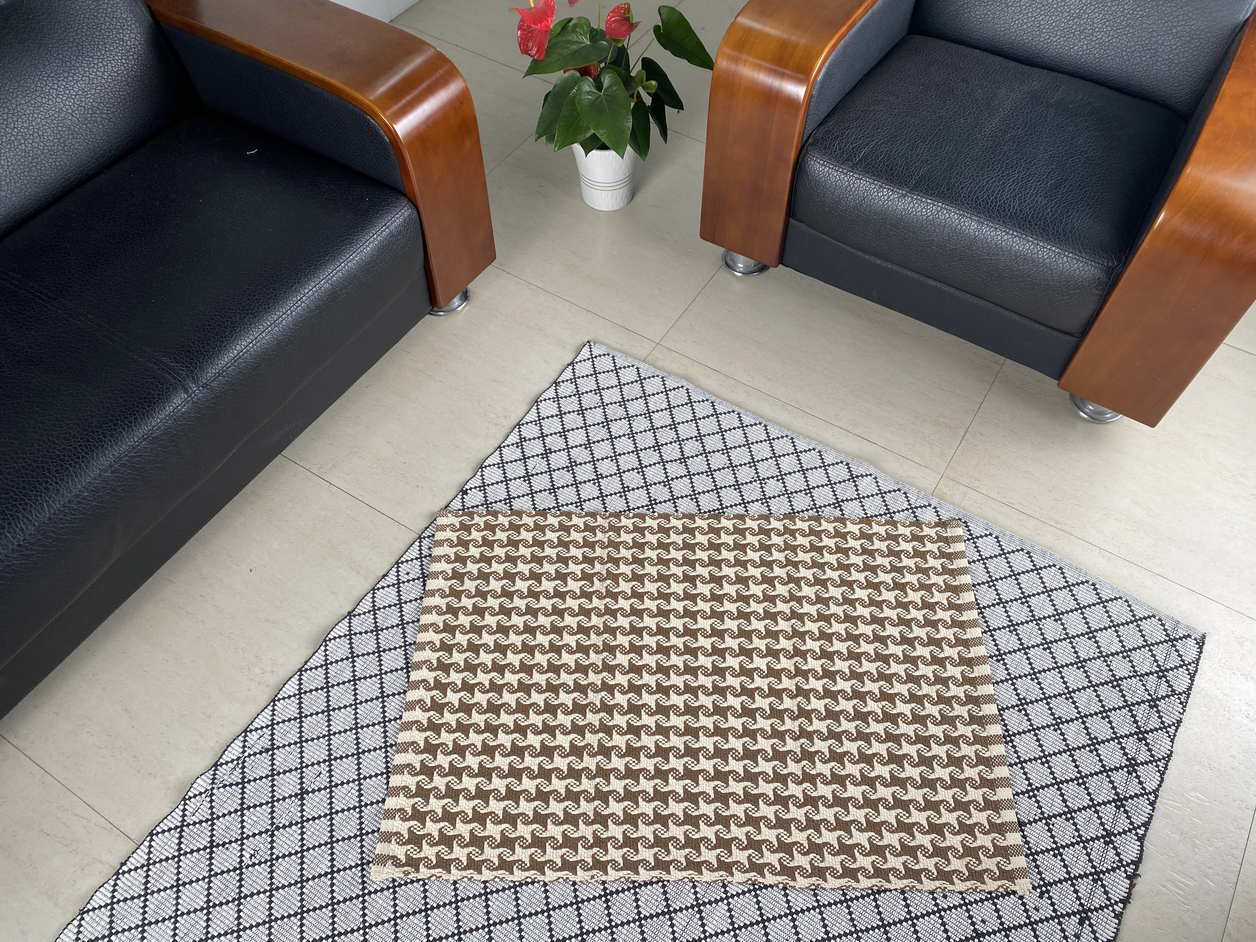 Durable Handmade Brown Cotton Area Rug Featuring Elegant Artwork Perfect for Any Space