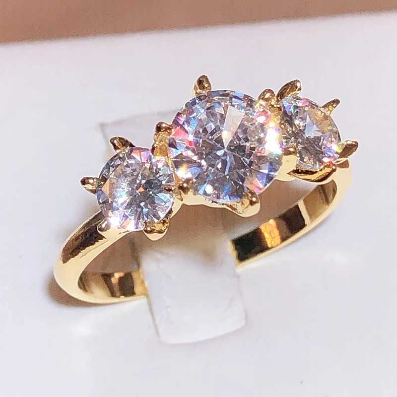 2022 New Row Of Diamonds White Zirconia 18K Gold Ring Female 925 Stamp Fashion Wedding Party Jewelry Gift WholesaleXJ250514