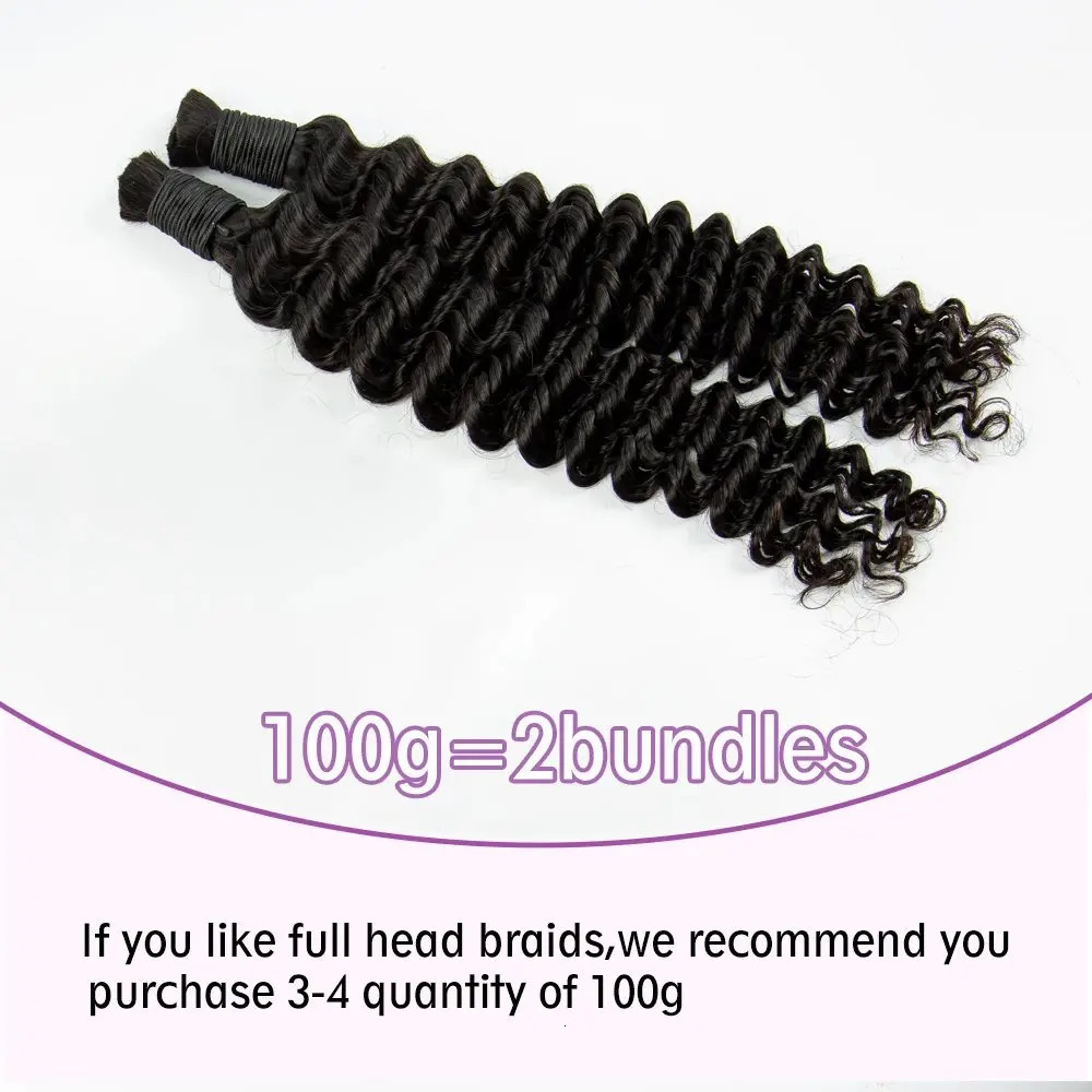 NABI Human Hair Bundles for Braiding Deep Wave Hair Extension Natural Color Braids No weft Hair Bulk Extensions 250103