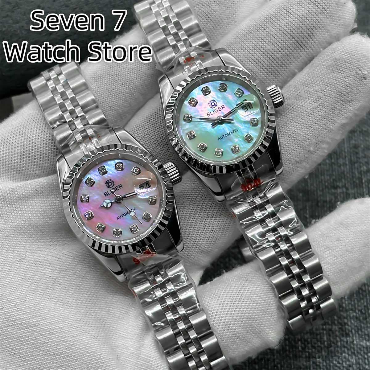 BLIGER 26mm Mechanical Womens Diving NH05 Automatic Mother of Pearl Color Dial Sphire Glass Waterproof W250104