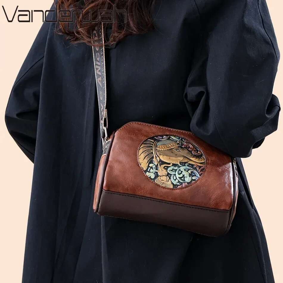 New Women s Shoulder Bag Brand Elephant Embroidery Women s Crossbody Bag Wallet High Quality Leather Girls Cushion Bag bag