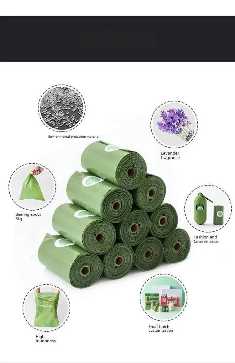 EPI Biodegradable Pet Waste Disposal Bag Cat Dog Poop Scooper Flat Mouth Style Thick Thin Regular Size Plain Top LevelXJ250104