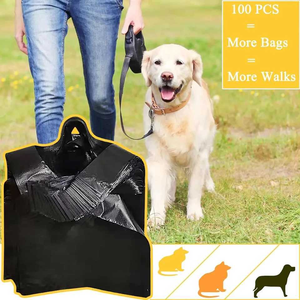 Dog Cat Poop Bags100Pcs Black Pet Small Waste Bags with Handle Small Plastic Garbage Bags for Pet Poop Desktop Litter CarXJ250104
