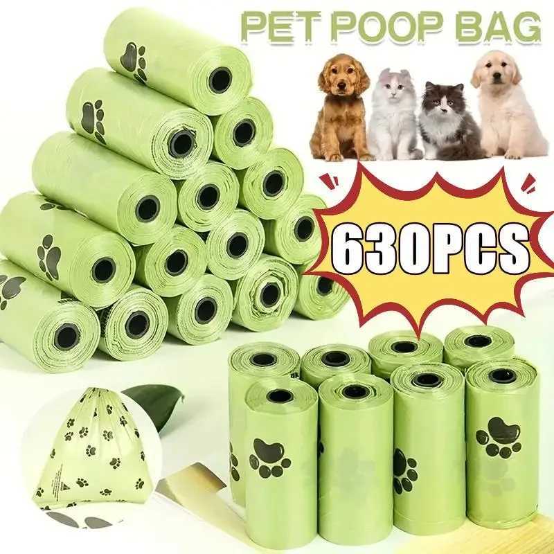 Biodegradable dog poop bags large waste bag for dogs and cats clean bag dispenser for outdoor home pet supplies 15 bags/rollXJ250104