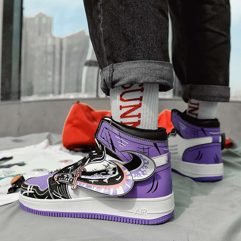 Fashion Purple High Top Casual Sneaker Hip-Hop Des igner Anime Sneakers for Men Streetwear Platform Skateboarding Shoes