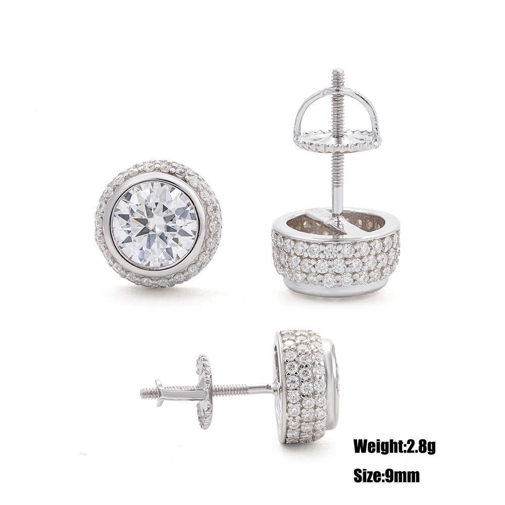 6mm Moissanite Earrings For Women Iced Out Ear Studs Pass Diamonds Tester Hip Hop Jewelry With GRA Fashion Earrings Women