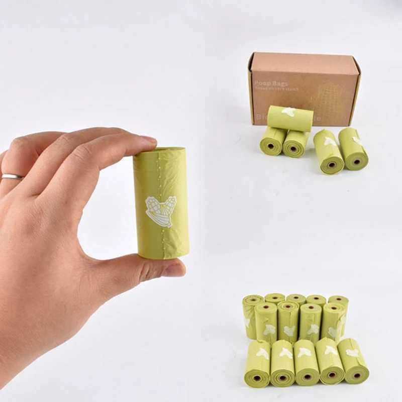 1-24Roll Corn Starch Biodegradable Pet Garbage Bag Compostable Vest Style Cat Dog Poop Trash Bags Outdoor Pets Carriers ToolXJ250104