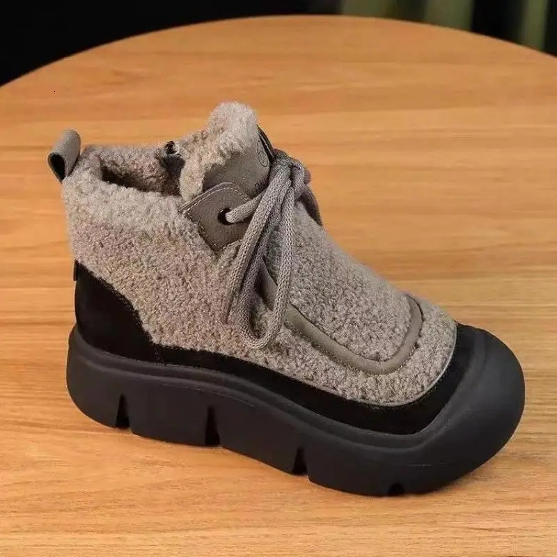Winter Woman Shoes High Top Sneakers for Winter 2024 Velvet Fur Warm Padded Shoes Female Ankle Snow Boots 250103