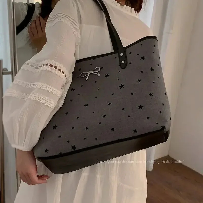 GAINNY Vintage Tote Bag Women Large Capacity Y2k Korean Fashion Shoulder Bag for School University Shopping Bag Female Youth 250102