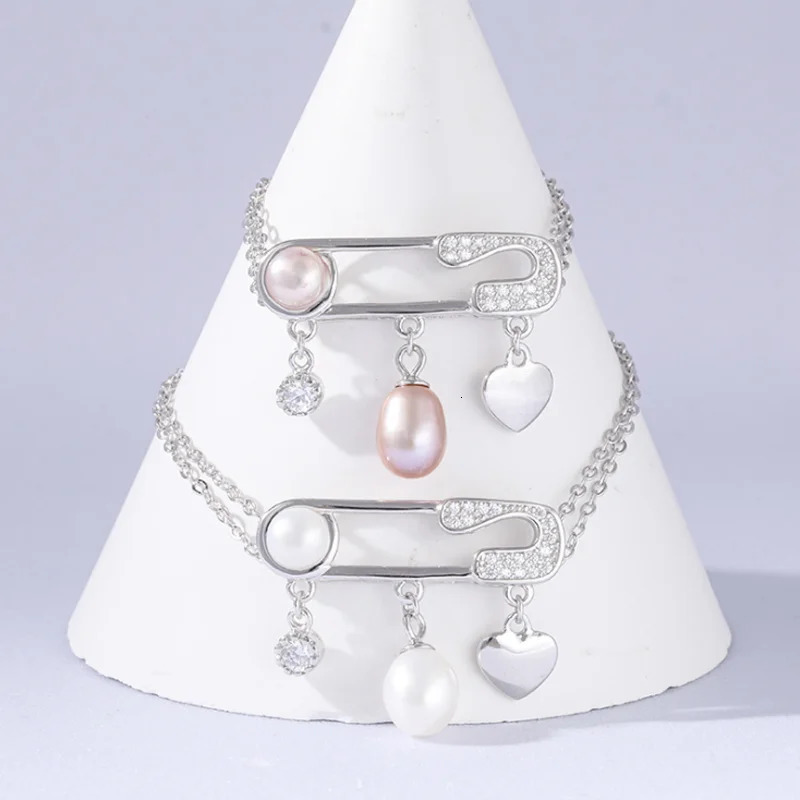 MeiBaPJ 100% genuine 925 sterling silver natural freshwater pearl pin bracelet for womens fashion charm wedding jewelry 250102