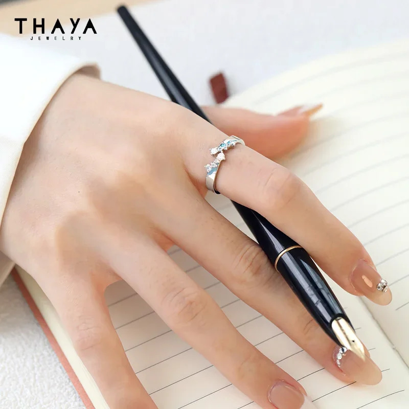 Thaya Real 100% S925 Sterling Silver Couple Ring Classic Crystal Rings for Women Jewelry For Wedding Engagement Jewelry 250103