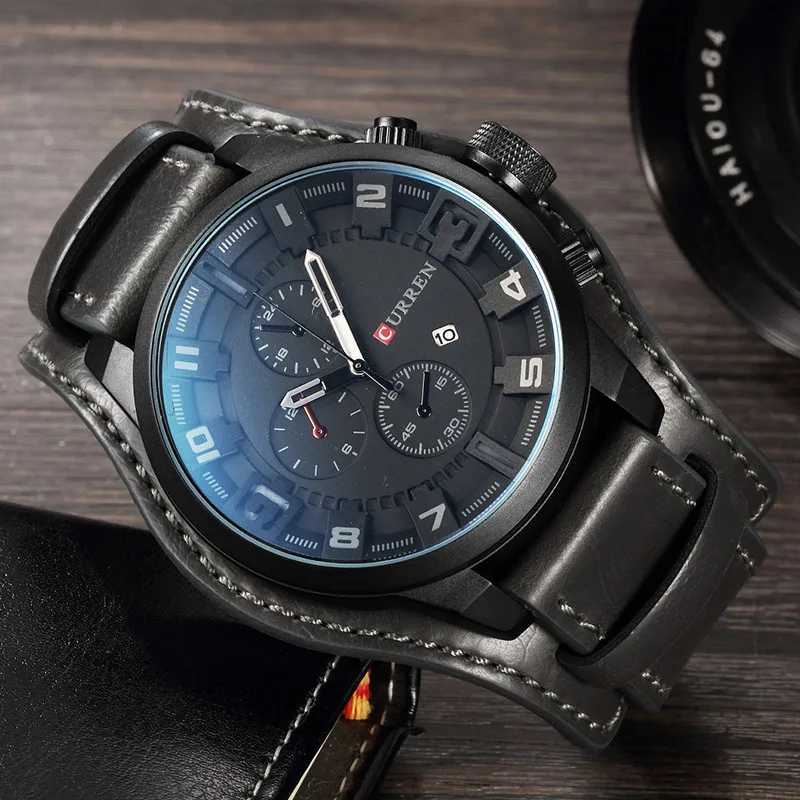 New CURREN Luxury Brand Mens Leather Str Fashion Quartz - Leisure Sports Watch Date Table Relojes 8225 W250104
