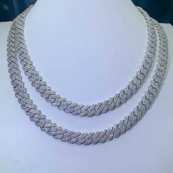 Fashion Iced Miami Cuban Chain Vvs Moissanite Hip Hop Jewelry 8mm 10mm Custom Necklace