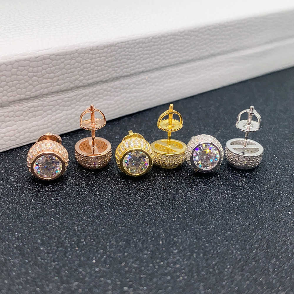 6mm Moissanite Earrings For Women Iced Out Ear Studs Pass Diamonds Tester Hip Hop Jewelry With GRA Fashion Earrings Women