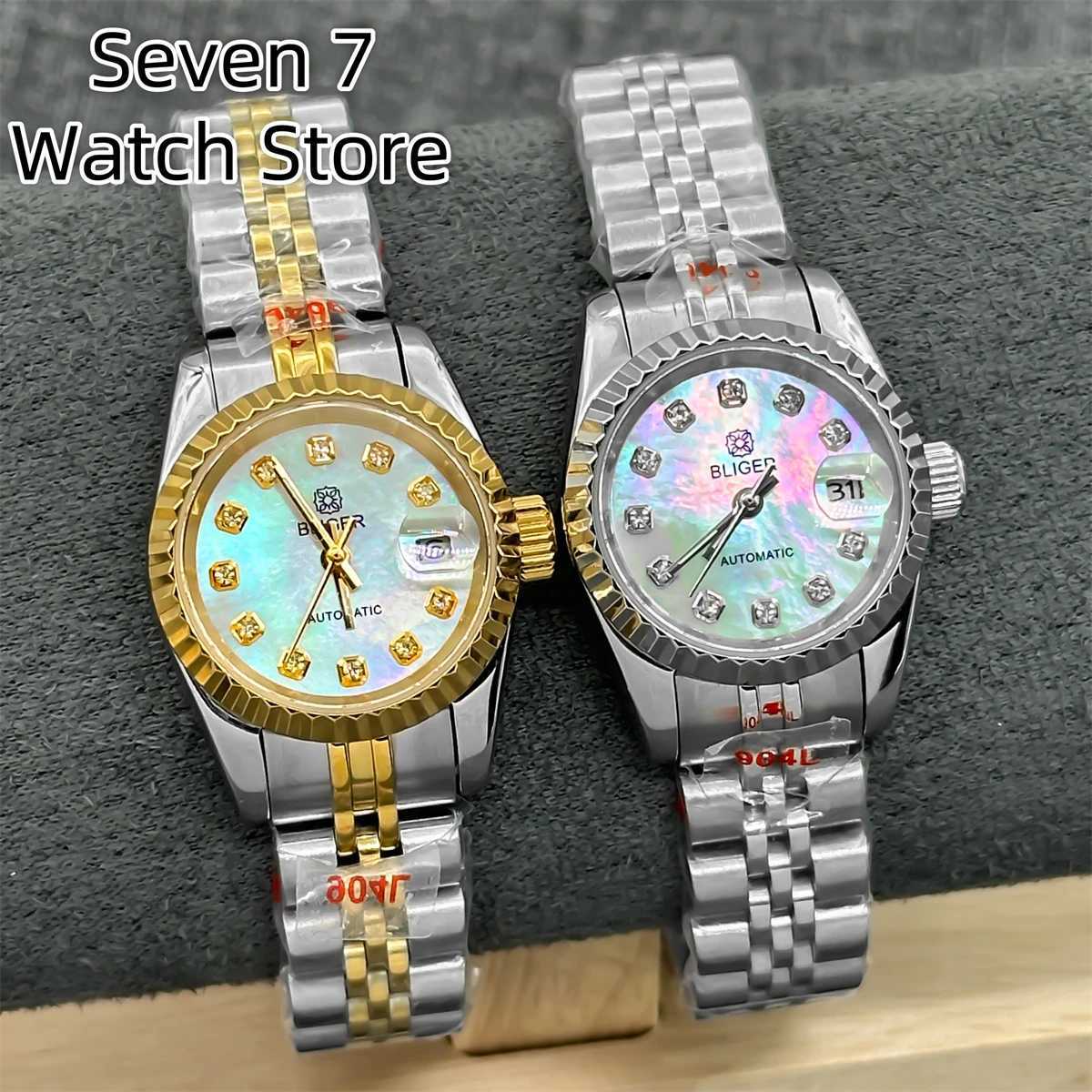 BLIGER 26mm Mechanical Womens Diving NH05 Automatic Mother of Pearl Color Dial Sphire Glass Waterproof W250104