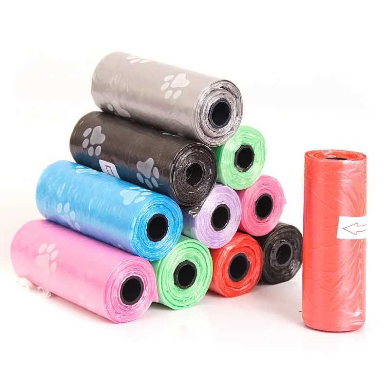 1 Roll/15 Bags Paw Printing Pet Poop Bags Dog Refill Waste Bags Outdoor Clean Eco-Friendly Leak-Proof Pets Products For Dogs CatXJ250104