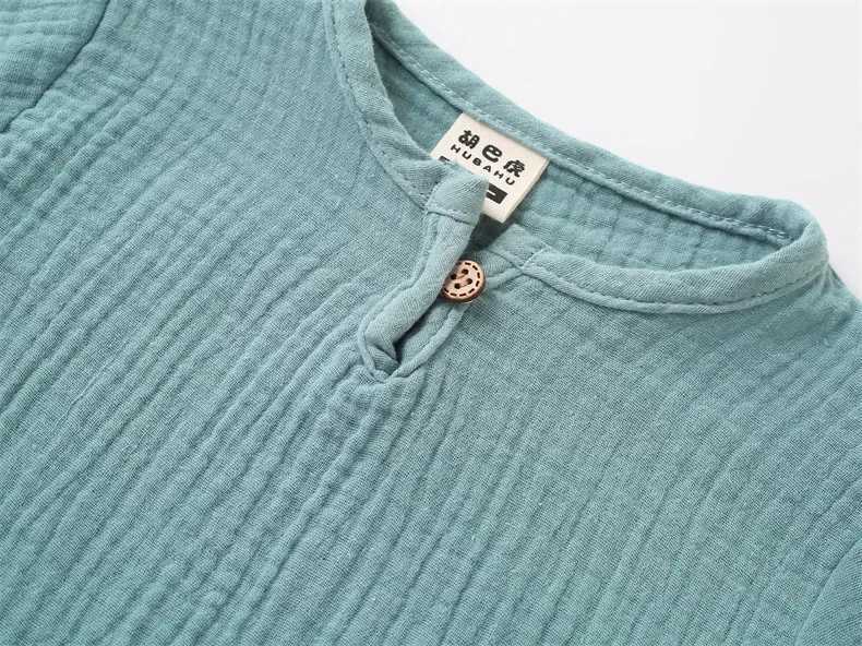 0-5Y boy and girl clothing set summer pure cotton linen T-shirt+elastic shorts childrens clothing casual clothing setXJ250410