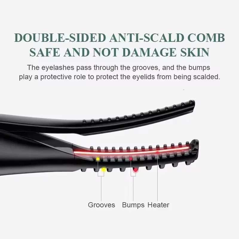 Mini portable 2-in-1 rechargeable heated eyelash entrainment comb Electric eyelash curler Eyelash lifter tool 241226