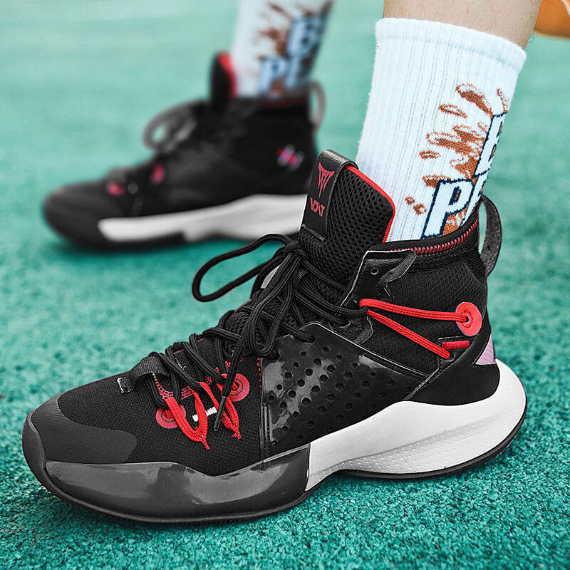 Actual combat basketball men high top new anti- slip wear-resist ant breathable shock absorption youth sports shoes