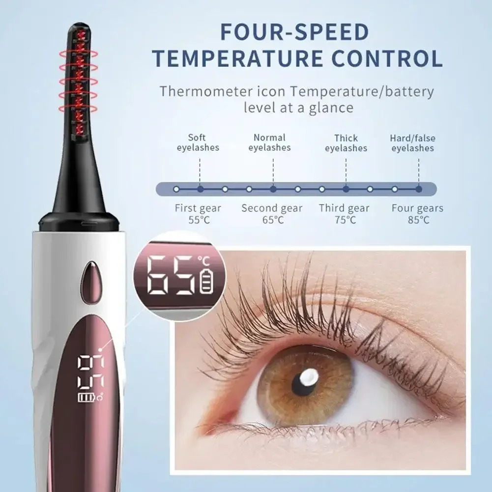 Electric Heated Eyelash Curler 4 Gears Electric Heating Eyelash Beauty Makeup scald Eyelashes Long Lasting Curling Lashes 241226