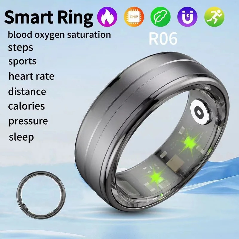 R06QRing Steps Heart Rate Pressure Blood Oxygen Saturation Sleep Distance Calories IP68 Ring Waterproof Multi-sport Mode 250103