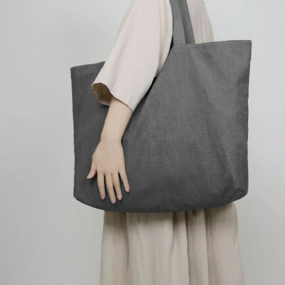 Large ECO Fashion Durable Women Student Cotton Linen Single Shoulder Bag Shopping Tote Flax Canvas Shopping Bags 250102