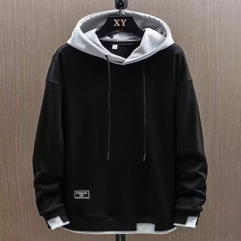 Fake two hoodies mens trend 2024 thin fashion brand mens spring and autumn casual loose hooded jacket