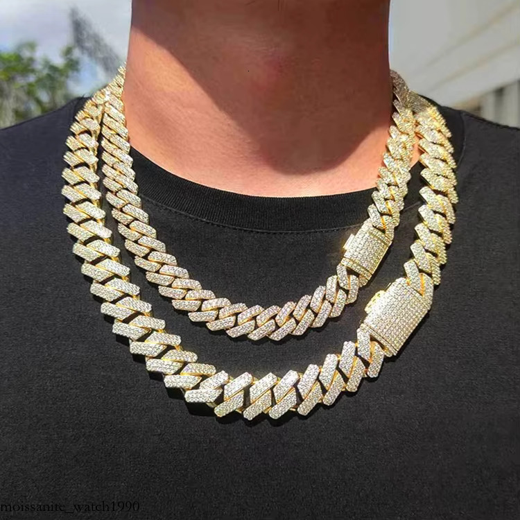 Redleaf Hip Hop 10MM Round Brilliant Cut Moissanite k Chain Sier Full Dia Cuban Necklace