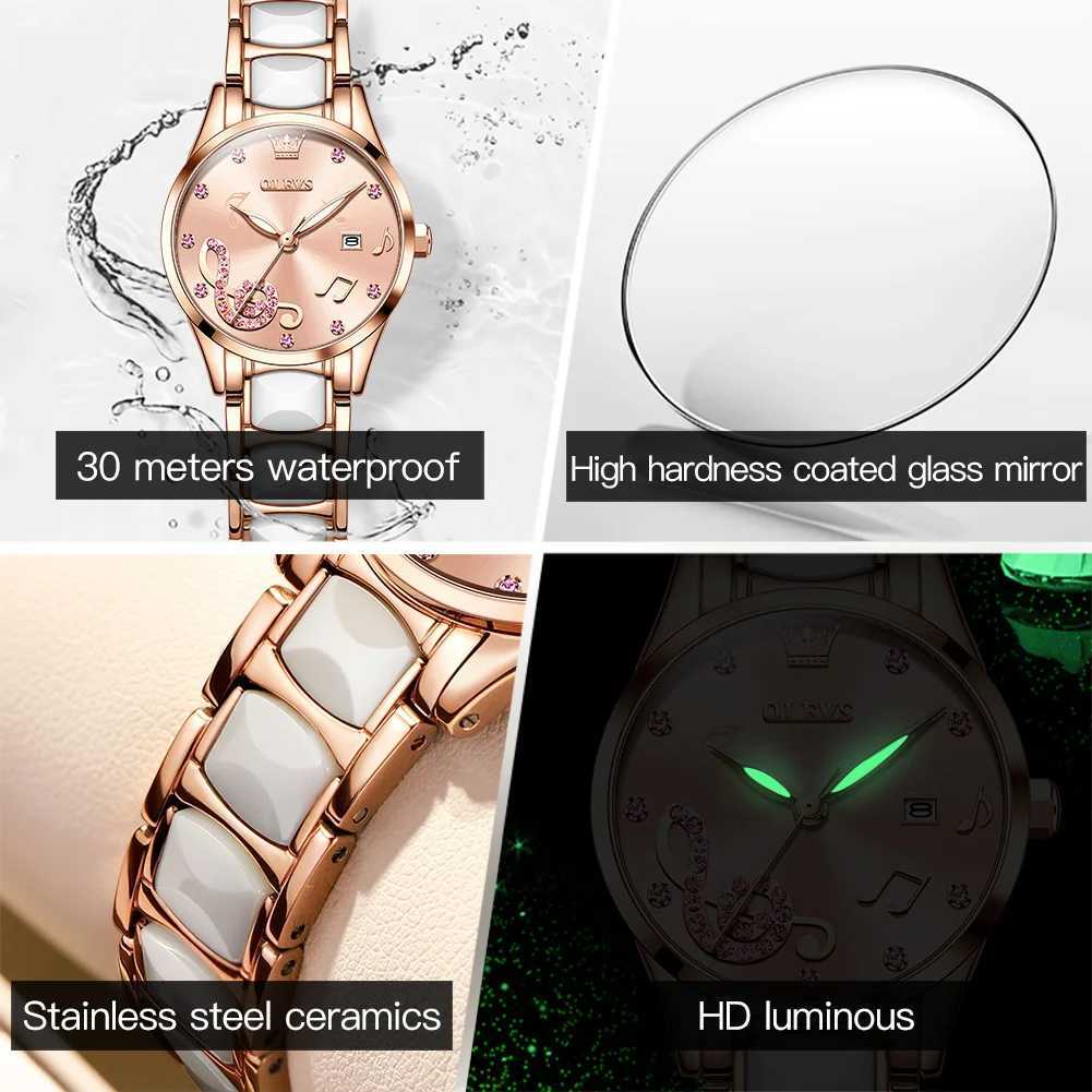 OLEVS 3605 Womens Top Fashion Mechanical Watch Zircon Gauge Womens Waterproof Timing Date W250104