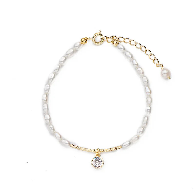 Natural freshwater pearl bracelet charming round zircon pendant Baroque pearl bracelet suitable for elegant jewelry for girls and friends 250102