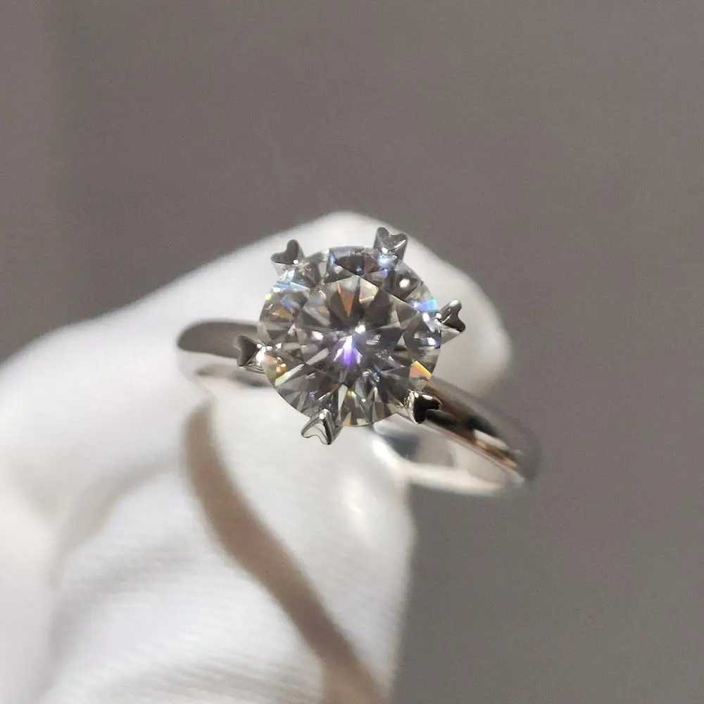 Solitaire 2ct Diamond cz Promise ring 925 sterling silver Engagement Wedding Band Rings for women Bridal Fine Party Jewelry GiftXJ250104