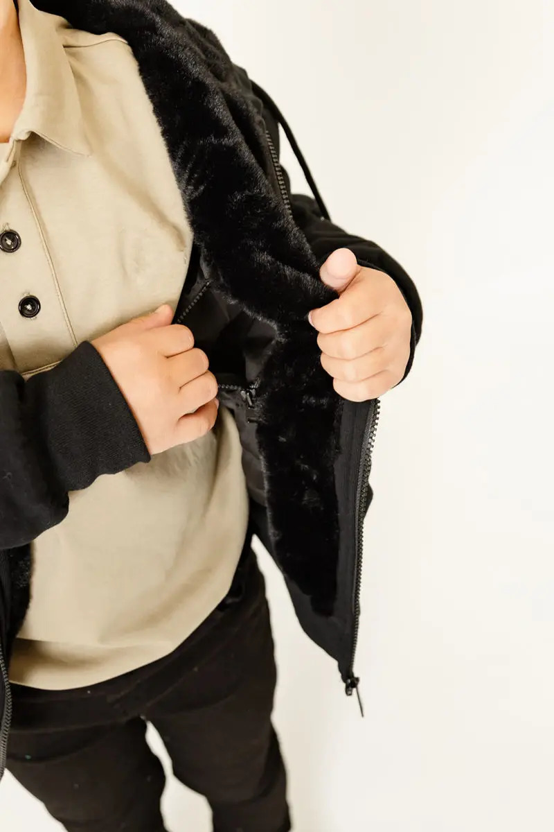 AP Winter Hoodie Childrens sweatshirts two layer thicken teen boys and adult coats warm fur outdoor clothing 241226