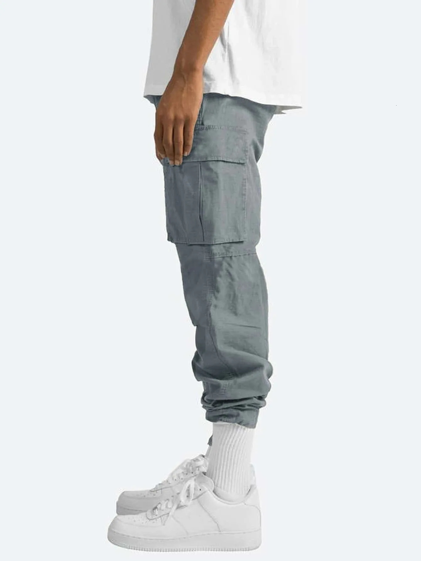 2024 mens cargo pants drawstring multi-pocket casual pants 250102