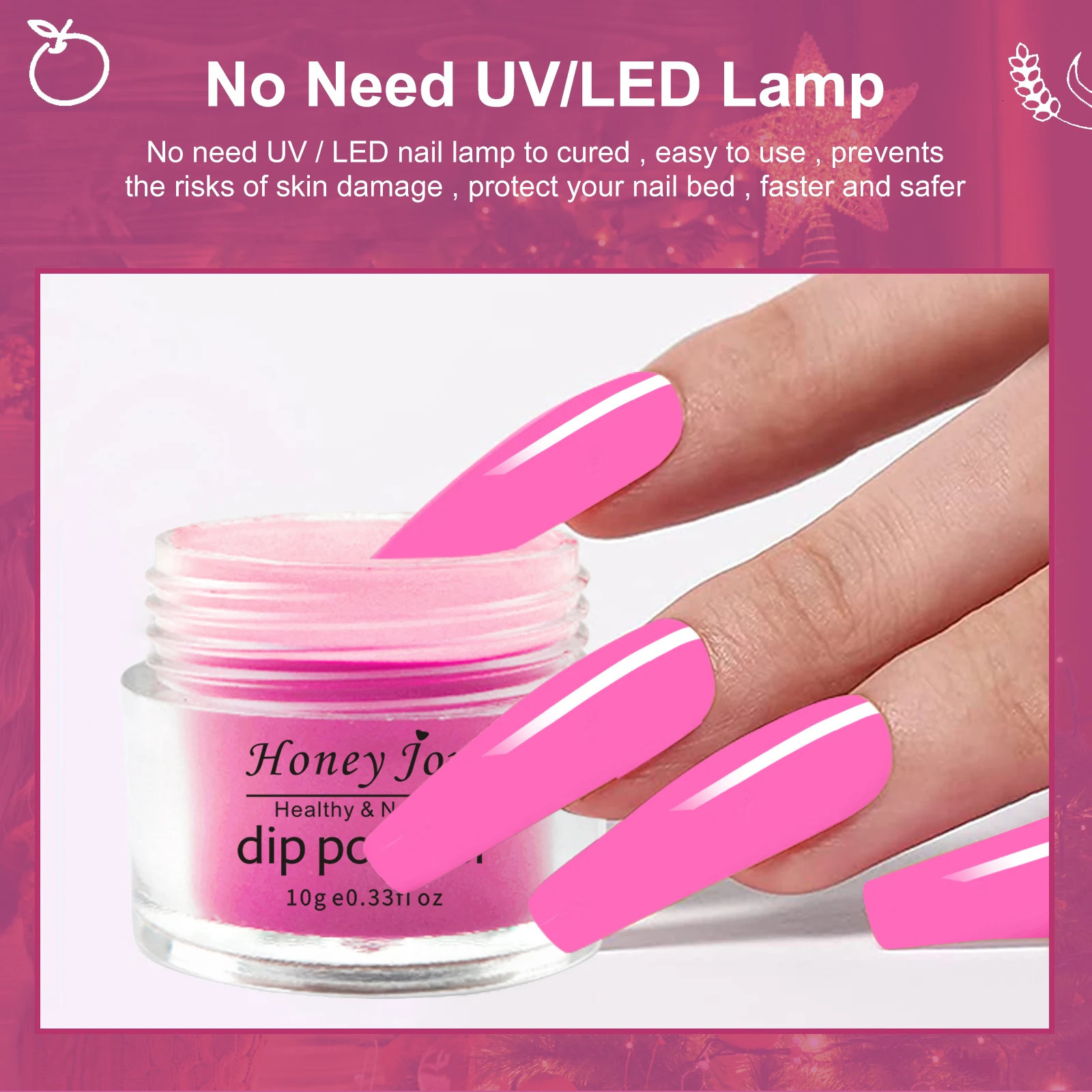 6 boxset Valentines Day Pink Very Fine Dip Powder Series Nail Kit Dipping Set as Gel Naill Polish Effect 241230